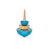 Houten tol geom blauw. 8 x 5 x 15 cm. 5+