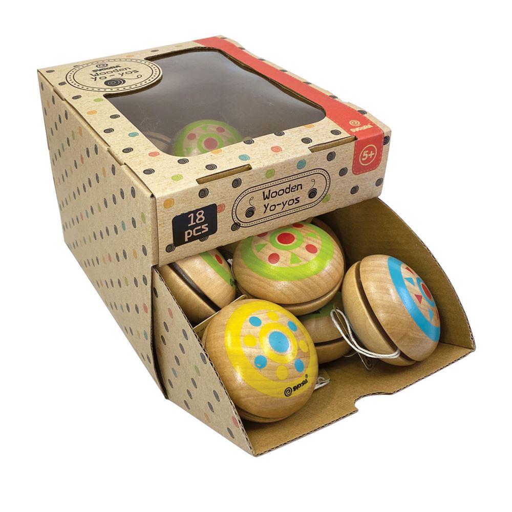 Houten yo-yo's. 3 assortie. indie. 6+