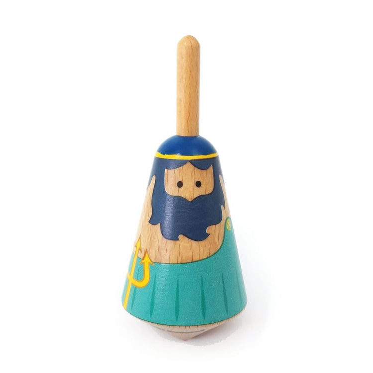 Griekse houten tol: poseidon. 3,5x3,5x8