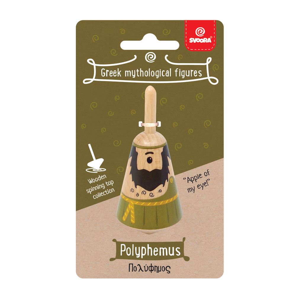 Griekse houten tol: polyphemus 3,5x3,5x8