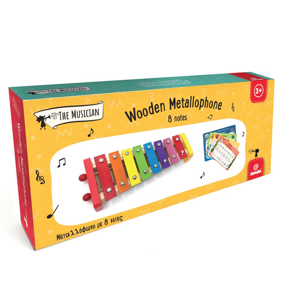 8 noten kleurrijke metallofoon. 3+