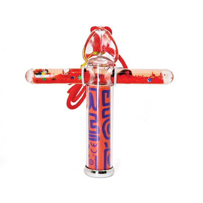 Mini liquid caleidoscope rood. 14x2x11 c