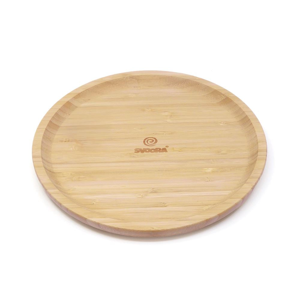 Svoora houten schaal voor tollen. 25x25