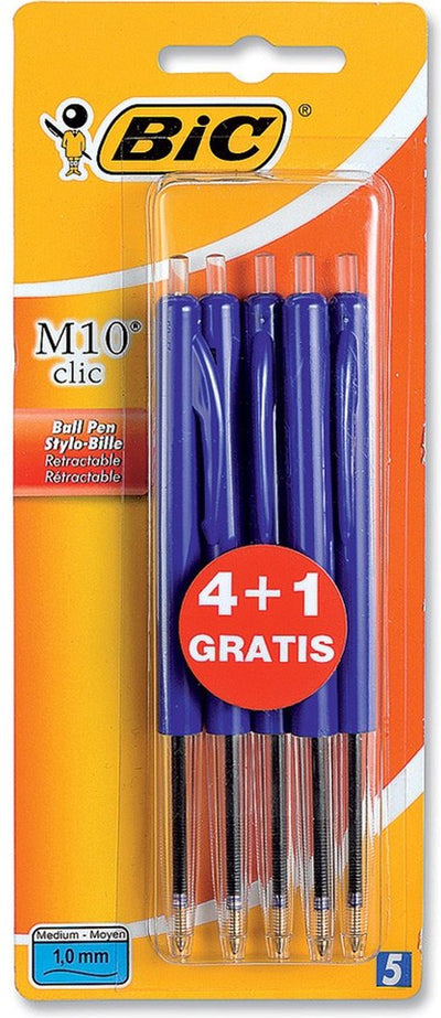Bic balpen m10 blauw bls 4+1