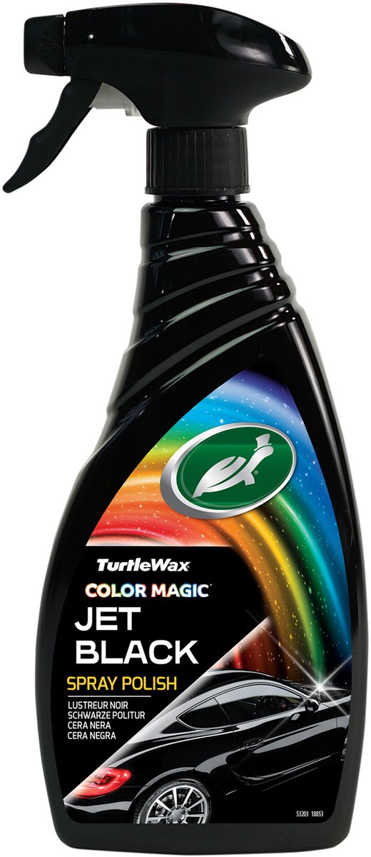 Turtle wax hybrid jet black spray polish - verwijdert snel onvolkomenheden - voor een zwart eindresultaat - helpt glans te behouden - maximale bescherming door synthetische polymeren - 500ml