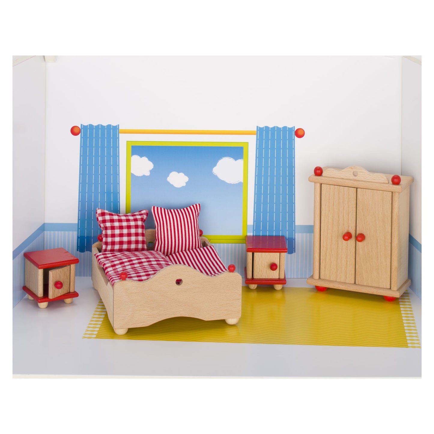 Goki poppenhuismeubeltjes serie 2: slaapkamer 4-delig, voor poppe