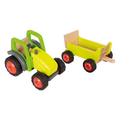 Goki houten tractor met trailer