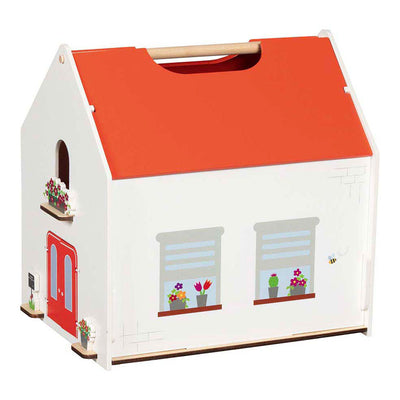 Goki houten draagbaar poppenhuis met accessoires