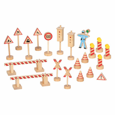 Goki houten verkeersborden set - 21dlg.