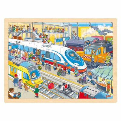 Goki houten puzzel treinstation, 96st.