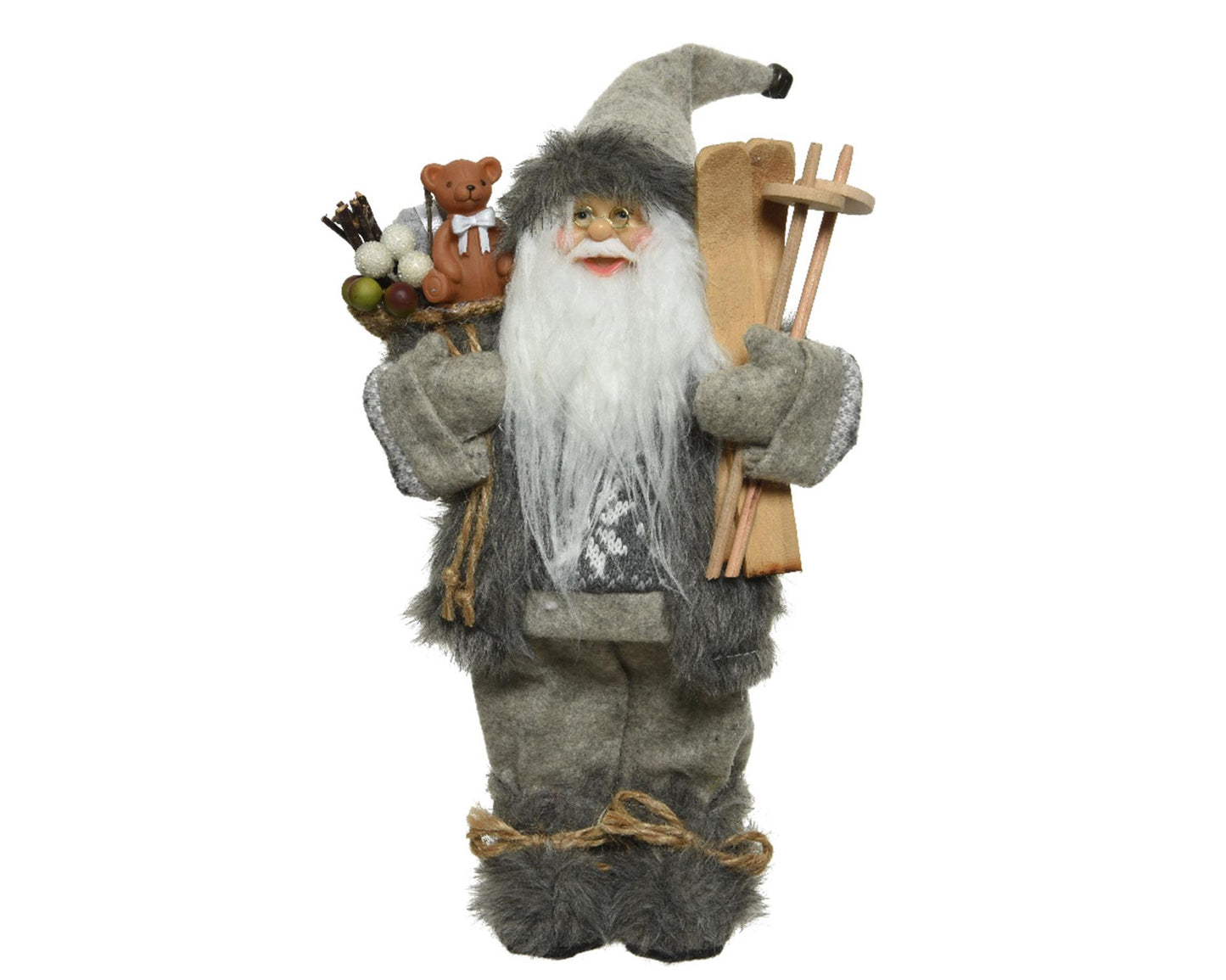 Decoris kerstman polyester grijs 30x17x45cm