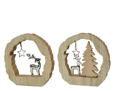 Decoris object met rendier mdf 14,5cm