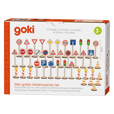 Goki verkeersborden speelset - educatief houten speelgoed 40 stuks.