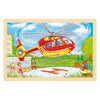 Goki houten legpuzzel - heli en brandweerwagen - 24st.