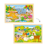 Goki houten legpuzzel - boerderij en dierentuin - 24st. - afbeelding 1