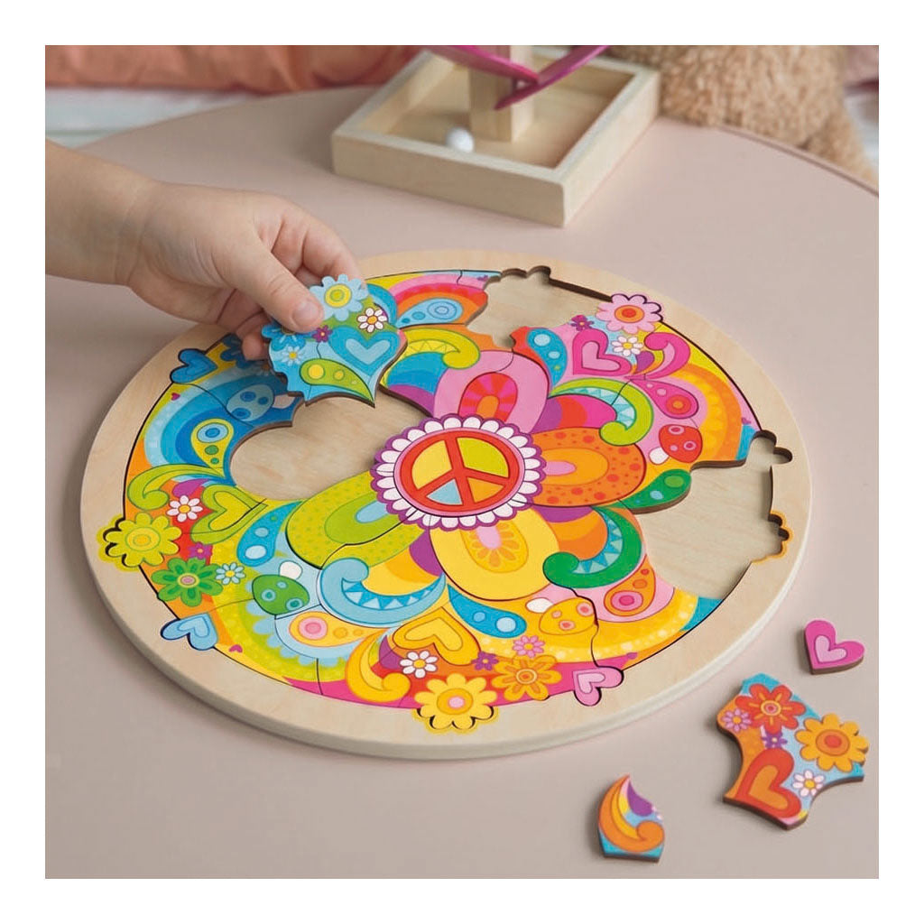 Goki houten puzzel mandala bloemen - 34dlg.