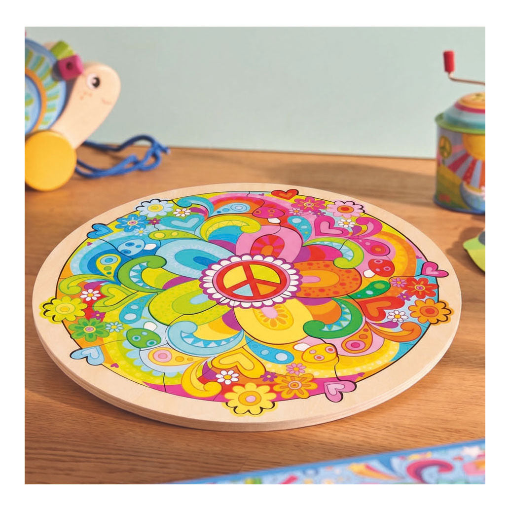 Goki houten puzzel mandala bloemen - 34dlg.