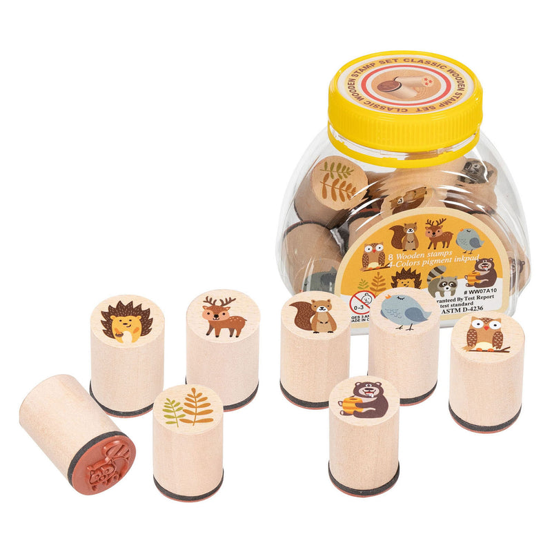 Goki houten stempelset bosdieren - creatieve speelgoedset voor kinderen.