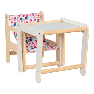 Goki poppenstoel - 2 in 1 met tafel - 25x24,5x47cm - hout en tekstiel - 3 jaar