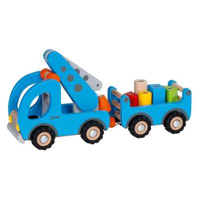 Goki houten takelwagen met aanhanger