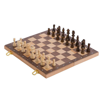 Goki schaakbord plooibaar 38x38x2.5cm, bord en figuren van hout, 7+