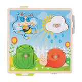 Goki puzzel: in de tuin 21,8x22,5x2,8cm, 4-delig, met achtergrondafbeeldingen, hout, 1+ - afbeelding 2