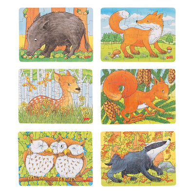 Goki houten mini puzzel bosdier, 24st.