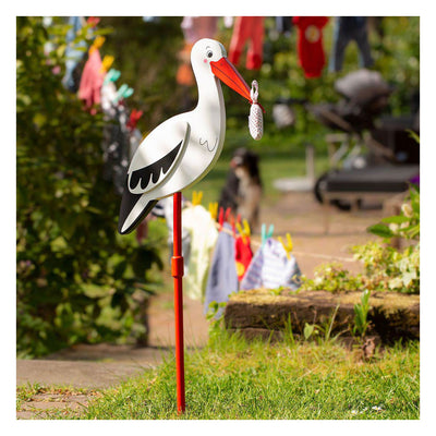 Goki ooievaar met babydoekje l100cm, voor in de tuin, hout
