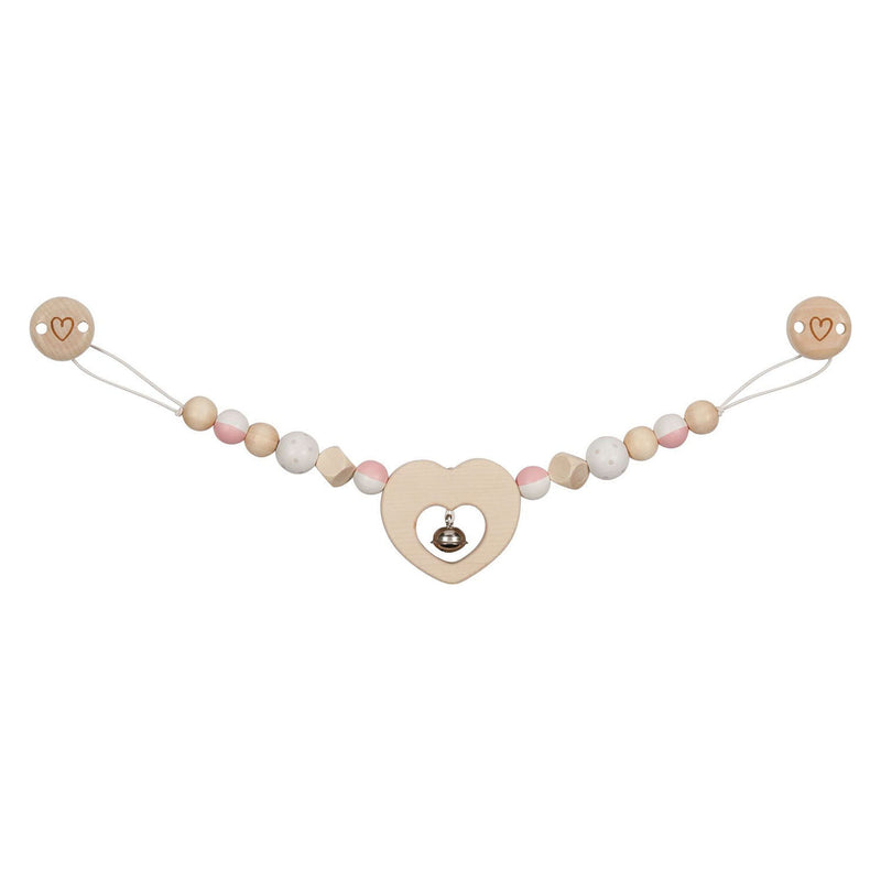 Goki houten wandelwagenketting hart met clips