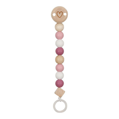 Goki houten fopspeenketting hart roze