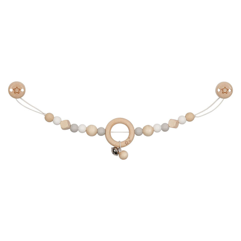 Goki houten wandelwagenketting ster grijs met clips
