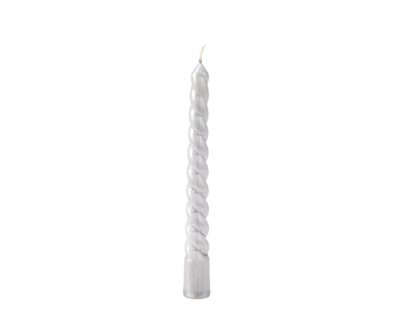 Decoris kerstboomkaars zilver ø1,2x10cm set a 8