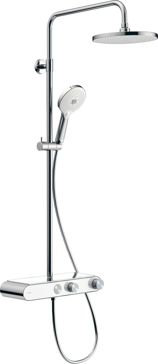 Duravit regendouche systeem shelf 1050 – thermostatisch – 3 straalsoorten – met planchet – chroom wit hoogglans