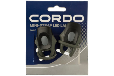 Cordo fietsverlichtingset mini-strap led batterij zwart