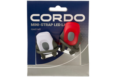 Cordo fietsverlichtingset mini-strap led batterij wit rood