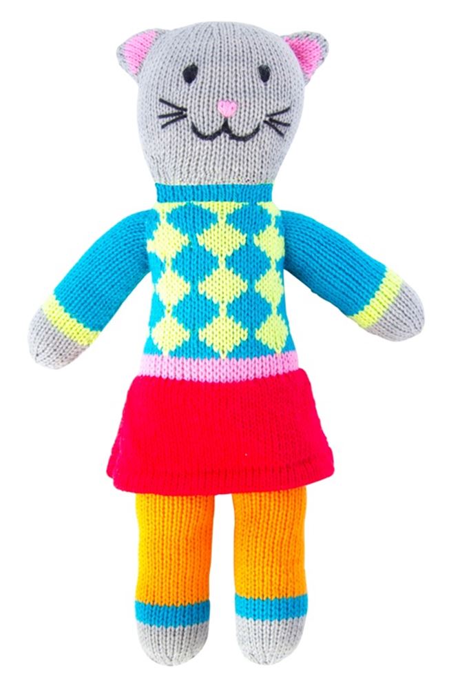 Knuffel gebreid kat tess 36 cm