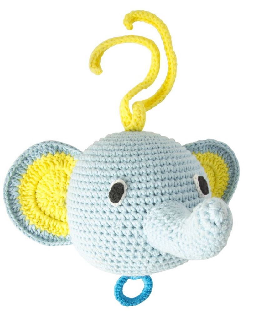 Muziekje gehaakt olifant lichtblauw. 3+