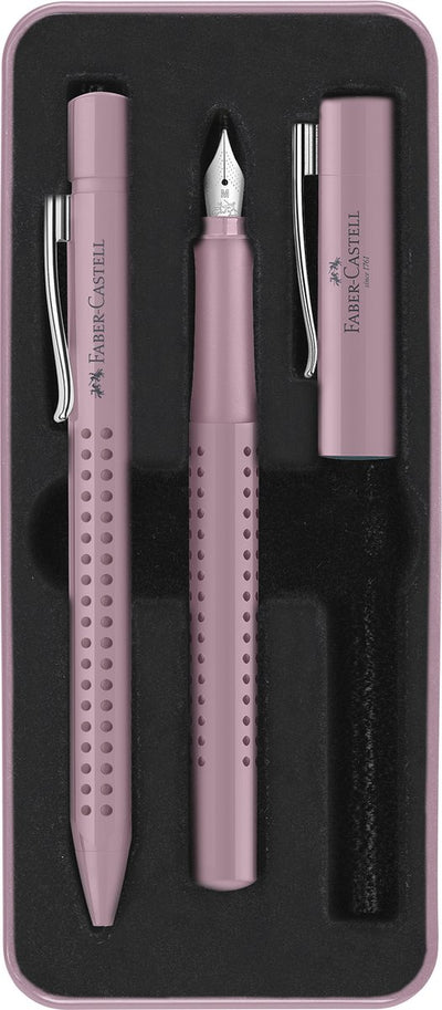 Faber-castell schrijfset - grip 2010 - balpen en vulpen - in giftbox - harmony rose shadows - fc-201528