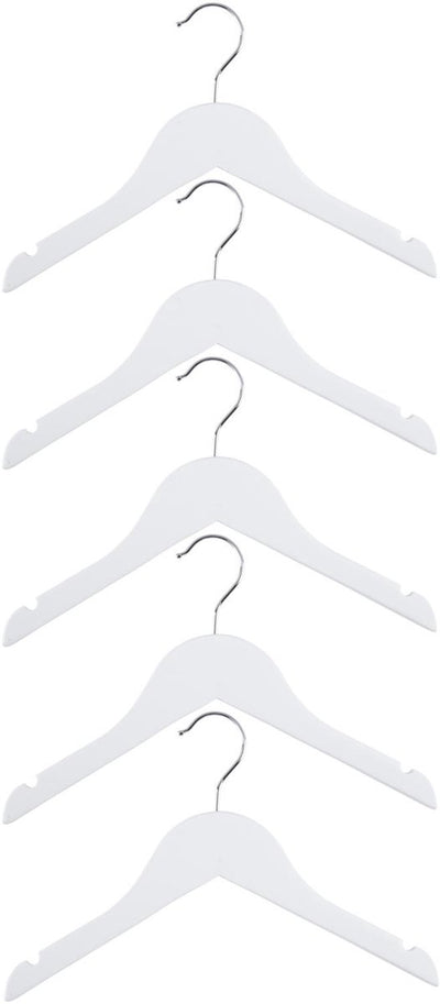 Alpina kledinghangers hout – 5 stuks – houten kleerhangers – kledinghanger set - wit