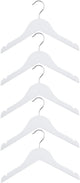 Alpina kledinghangers hout – 5 stuks – houten kleerhangers – kledinghanger set - wit