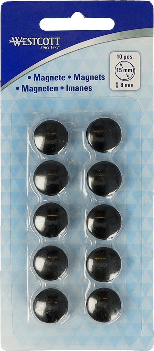 Westcott magneten - ø 15x8mm - zwart - 10 stuks - ac-e10801