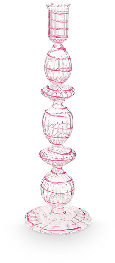 Pip studio - kandelaar - woonaccessoires - roze kaarsenhouder - glas swirl - 28cm