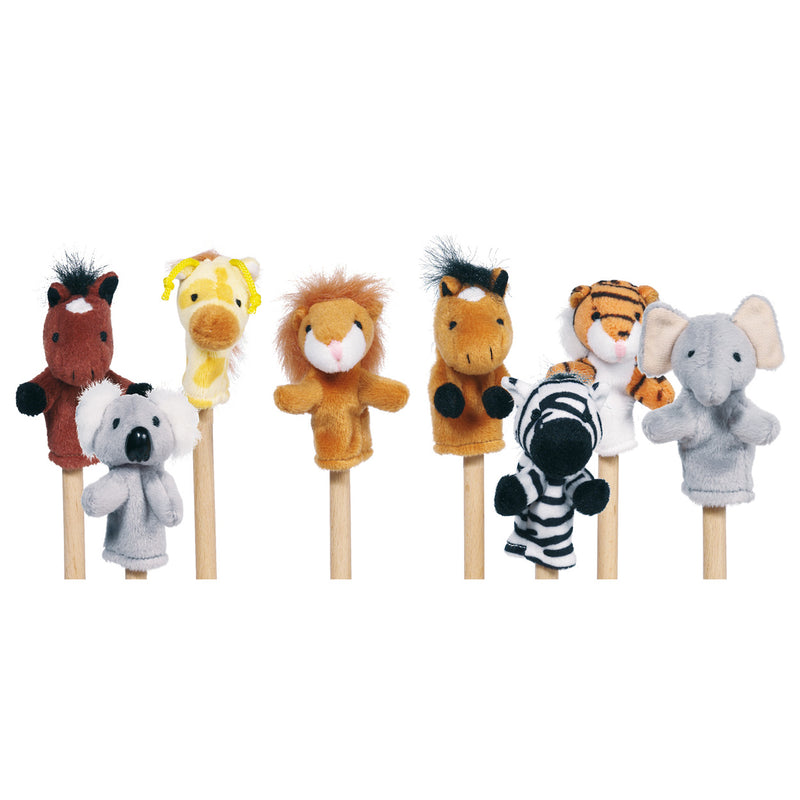 Goki vingerpopje wilde dieren, set van 8