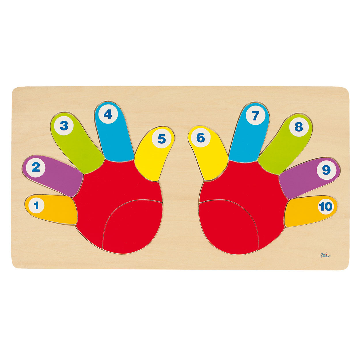 Goki houten telpuzzel hand, 14st.