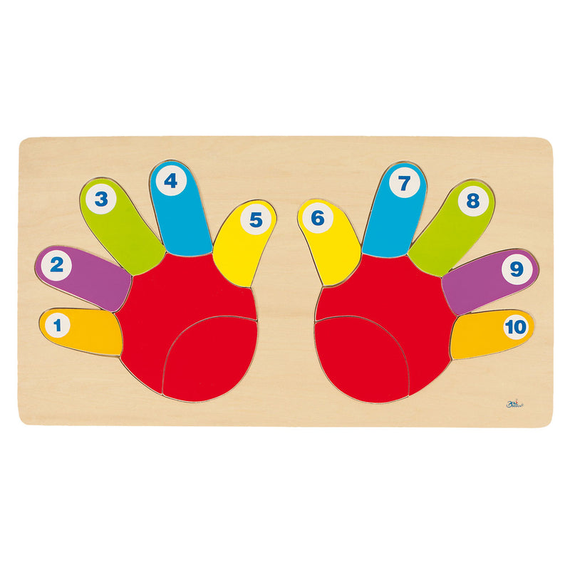 Goki houten telpuzzel hand, 14st.