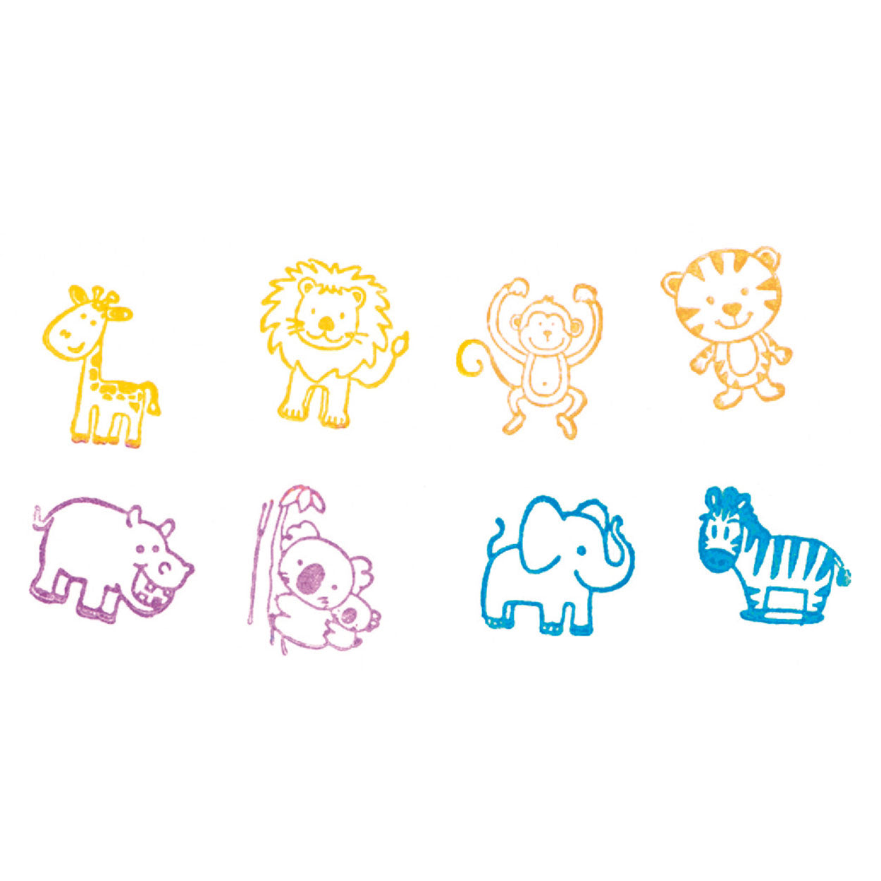Goki houten stempelset 8-delig wilde dieren