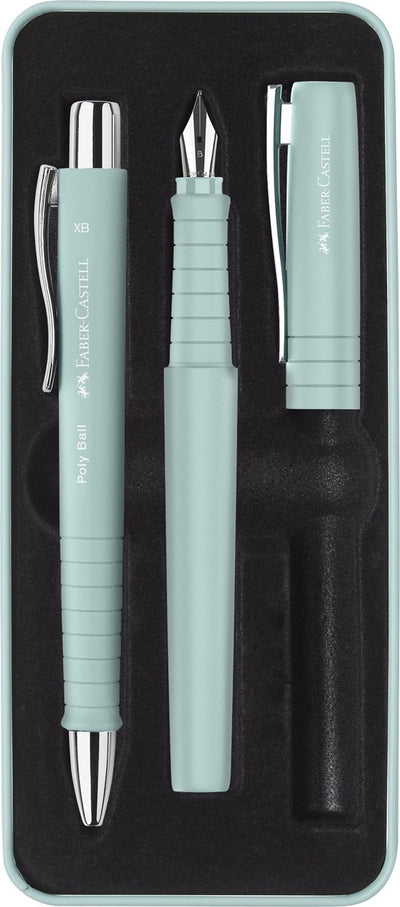 Faber-castell giftbox poly pen - met balpen en vulpen - caribic blue - fc-241053