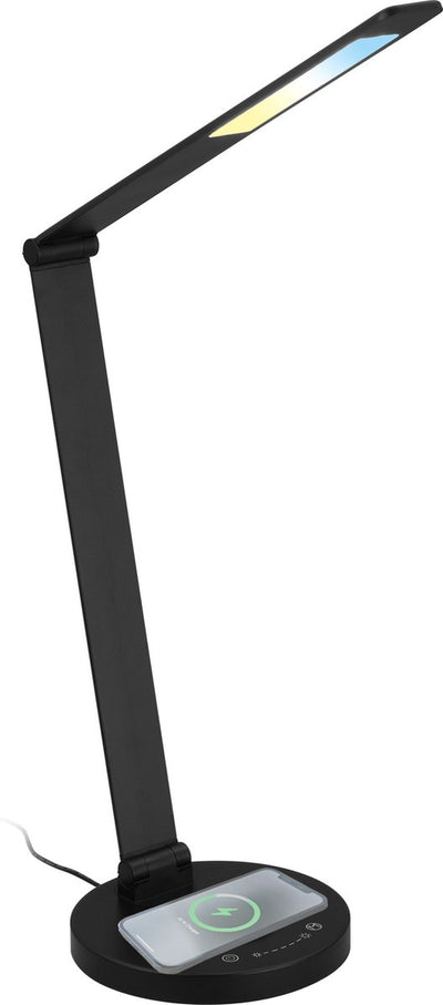 Briloner cuma - led bureaulamp - met inductieve oplaadlade - dimbaar - touch - geheugenfunctie - cct kleurtemperatuurregeling - ø18 x 44 cm - zwart