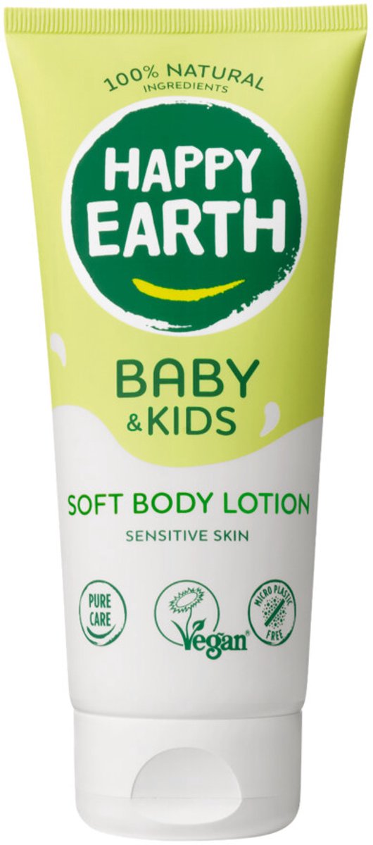 Happy earth body lotion - baby kids - 100% natuurlijk - voor droge gevoelige babyhuid - vanaf geboorte - 200 ml