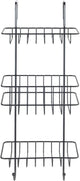 Wenko doucherek revigo 3-laags zwart staal 19x57cm - zonder boren - doucherekje hangend - douchemand - douchecaddy ophangbaar
